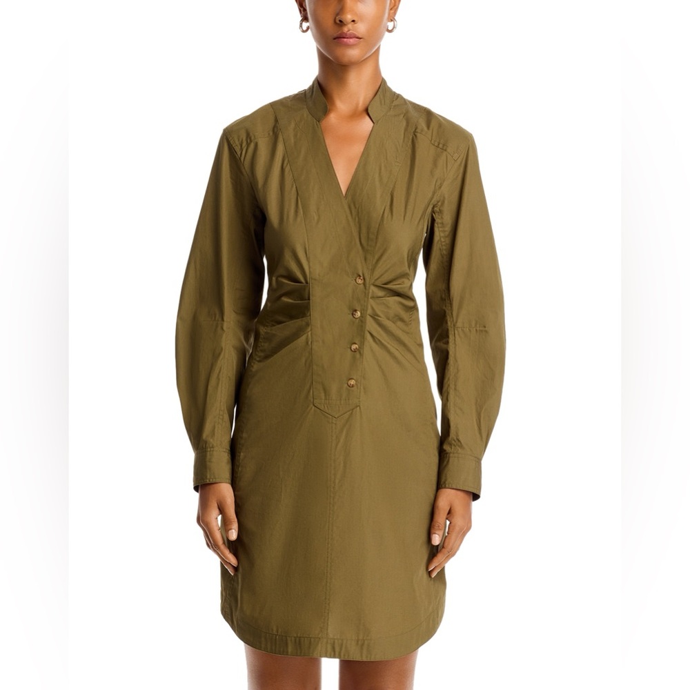 Derek Lam 10 Crosby Beverly Shirtdress Fatigue Green Sz 12 - Picture 2 of 11